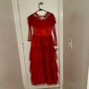 Spirit Halloween Lydia Deetz Red Wedding Dress Halloween Costume
